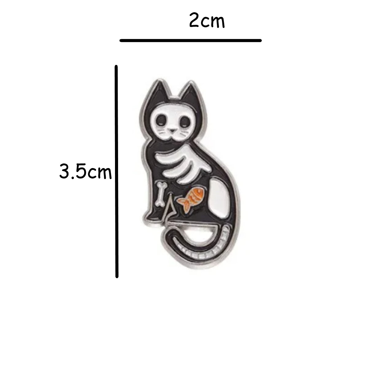  Pines Broche Insignia esqueleto Animal esmaltado solapa gato regalo metálico negro blanco adorno