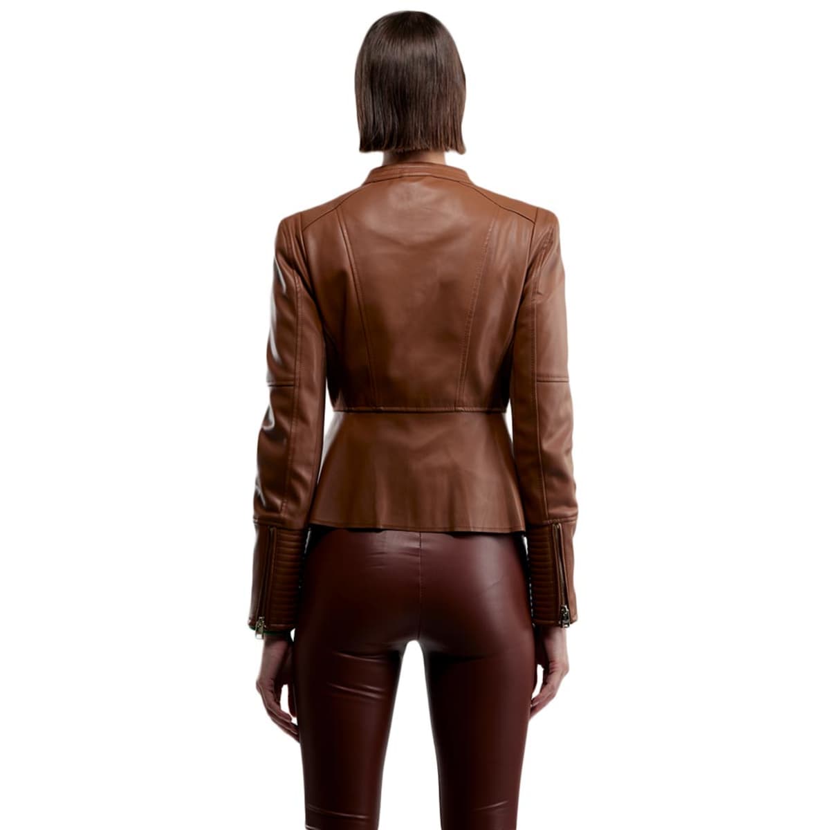 Chamarra Holly Land con tacto de piel color miel, para mujer, mod. 1093124