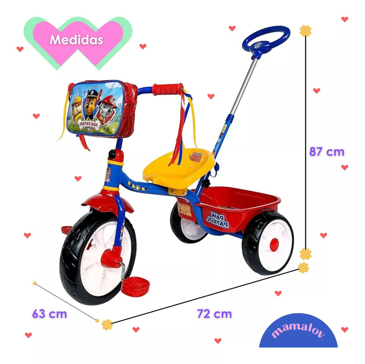 Triciclo Apache Para Niño Paw Patrol Con Barra Empuje Azul