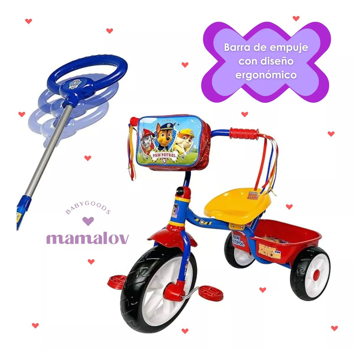 Triciclo Apache Para Niño Paw Patrol Con Barra Empuje Azul