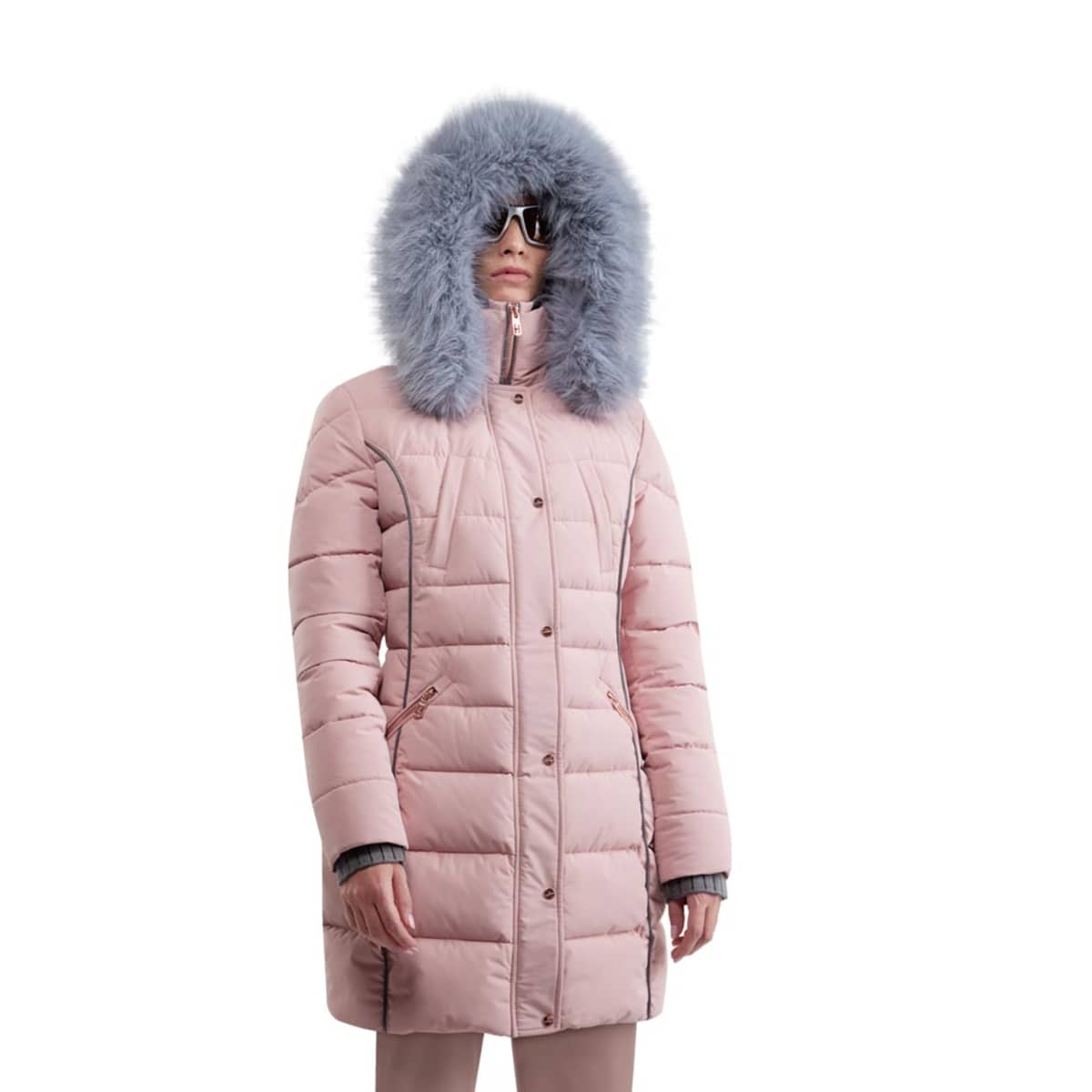 Chamarra larga capitonada para mujer, color rosa, marca Holly Land, mod. 1098155