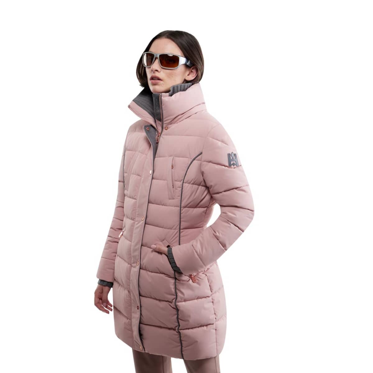 Chamarra larga capitonada para mujer, color rosa, marca Holly Land, mod. 1098155