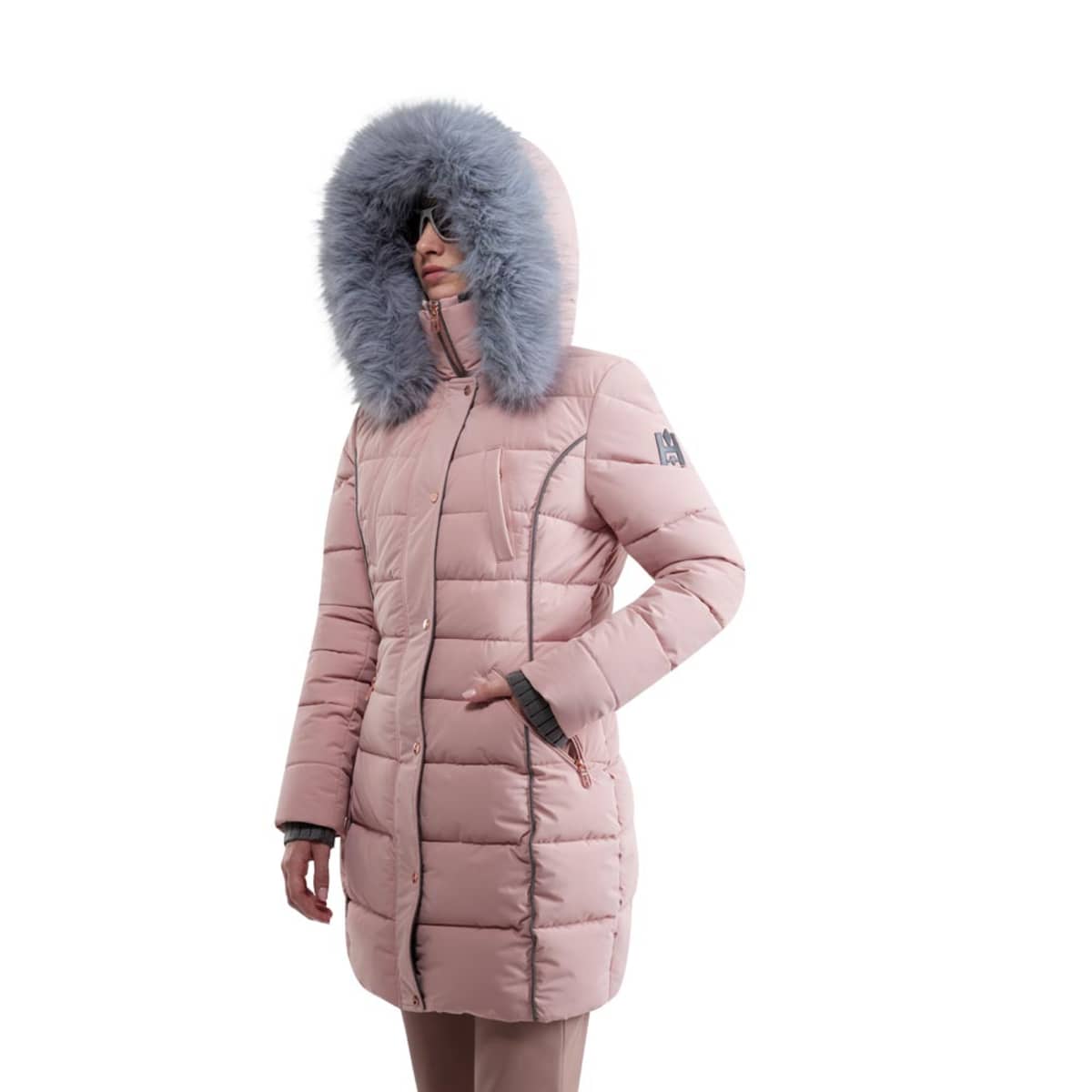 Chamarra larga capitonada para mujer, color rosa, marca Holly Land, mod. 1098155