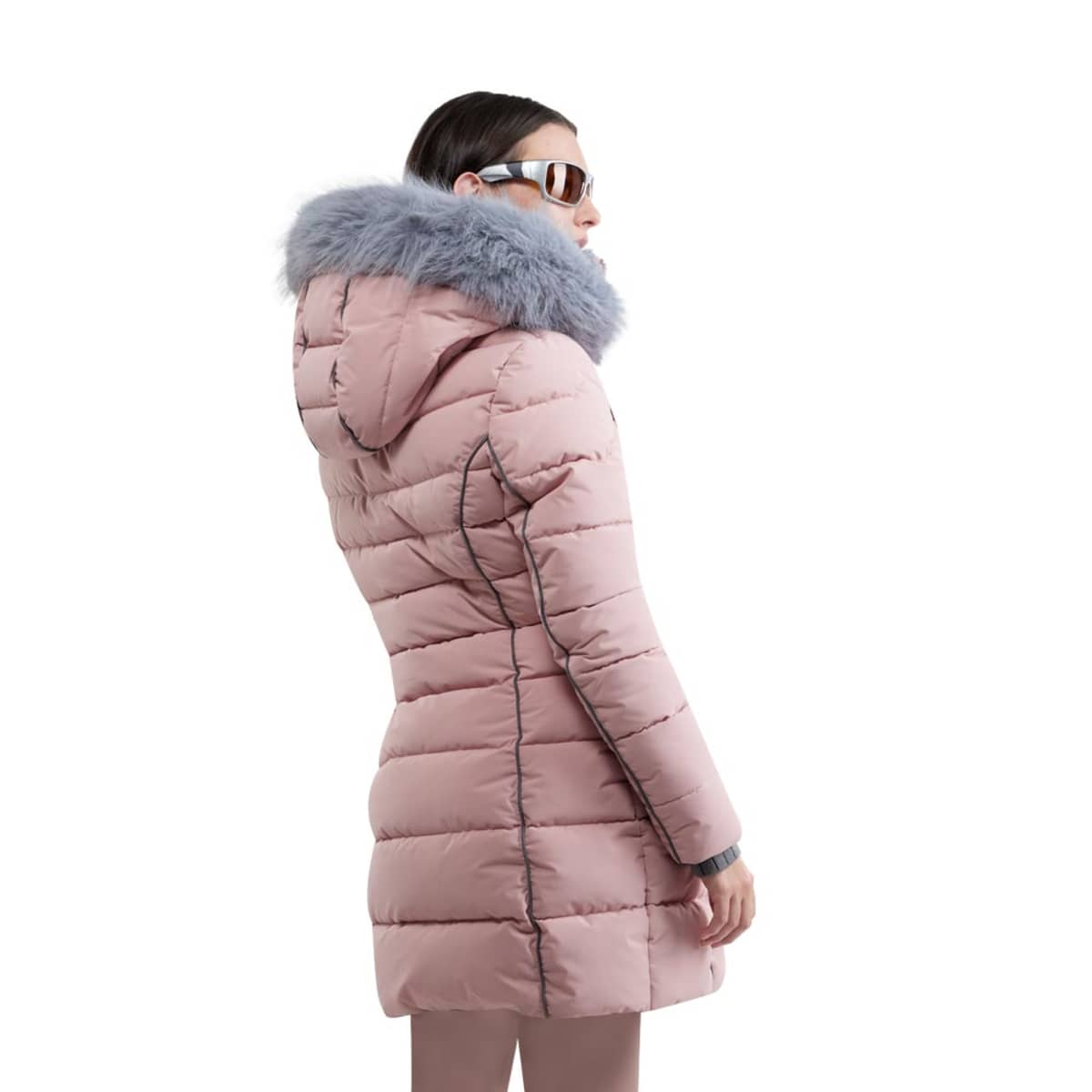 Chamarra larga capitonada para mujer, color rosa, marca Holly Land, mod. 1098155