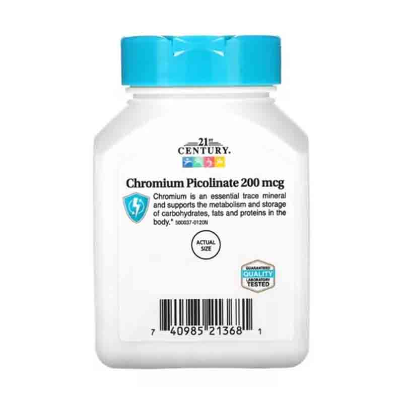 Picolinato De Cromo 200mg 21st Century 100 capsulas Chromium Picolinate
