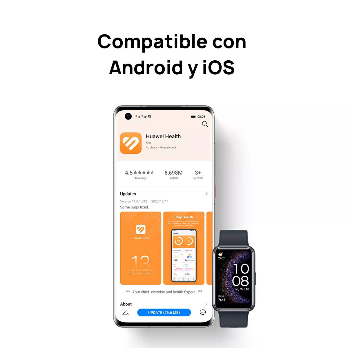 Smartwatch Huawei Watch Fit Special Edition Gps 1.64'' Negro Diseño de la correa Correa de silicon.