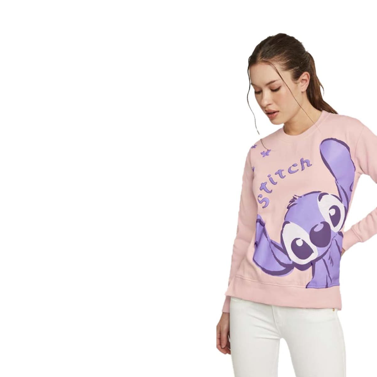 Sudadera rosa estampada con Stitch, para mujer, mod. 1092160
