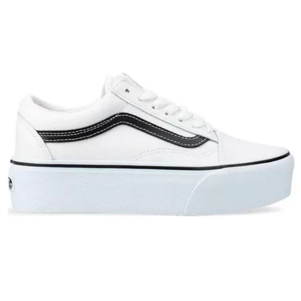 Tenis Vans Old Skool Stac Plataforma Blanco Casual Mujer.