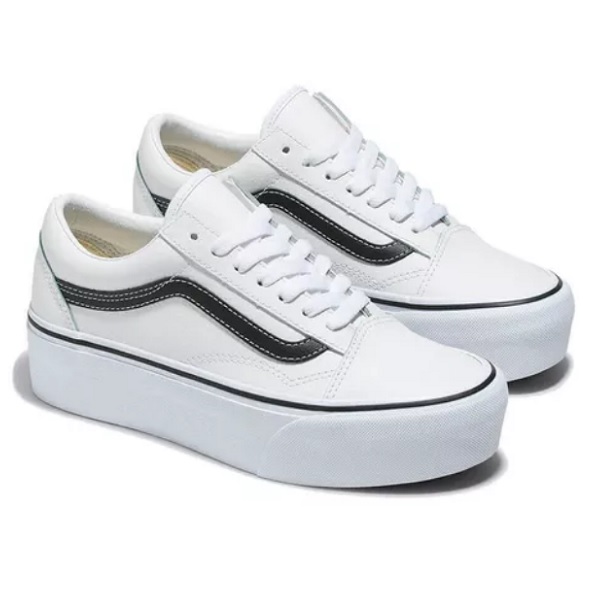 Tenis Vans Old Skool Stac Plataforma Blanco Casual Mujer.