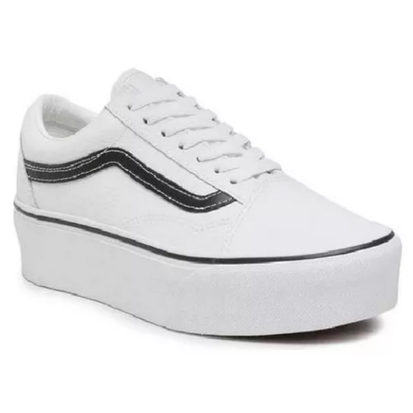 Tenis Vans Old Skool Stac Plataforma Blanco Casual Mujer.