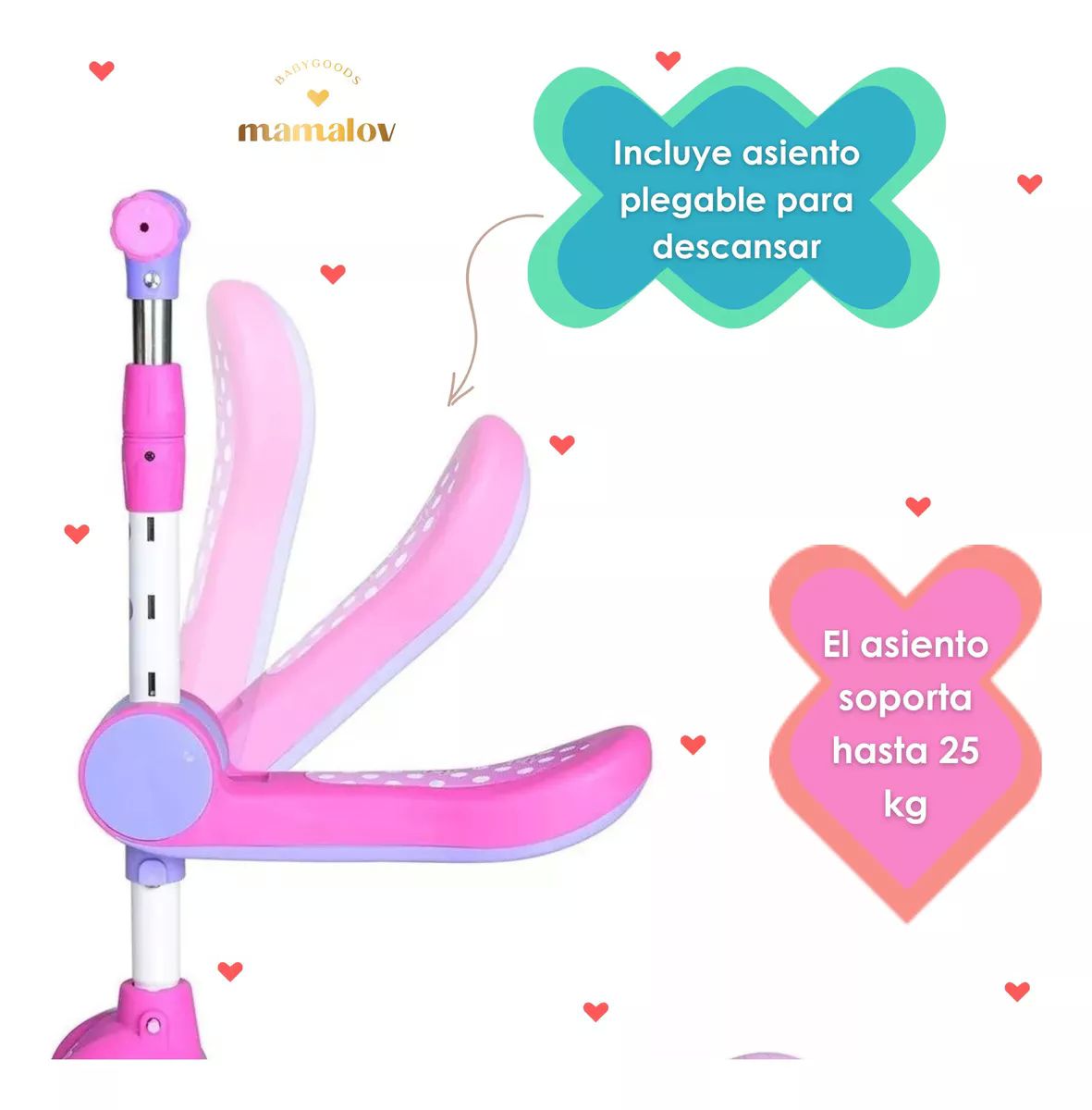 Scooter 2 En 1 Apache Con Asiento Minie Mouse 3-8 Años Lila