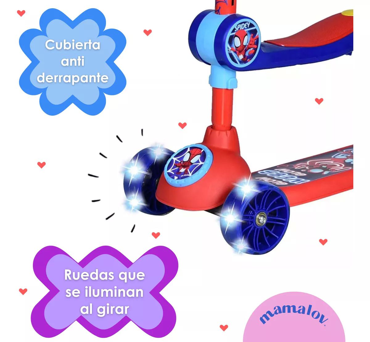 Scooter 2 En 1 Apache Con Asiento Spiderman 3 A 8 Años- Rojo