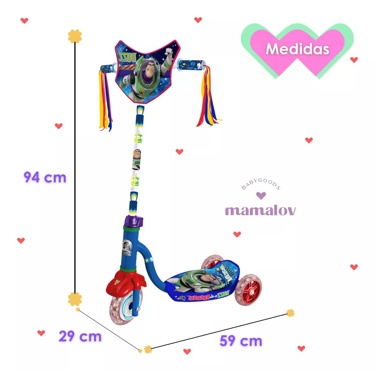 Scooter Para Niño De 4 A 10 Años Apache Buzz Light Year Azul