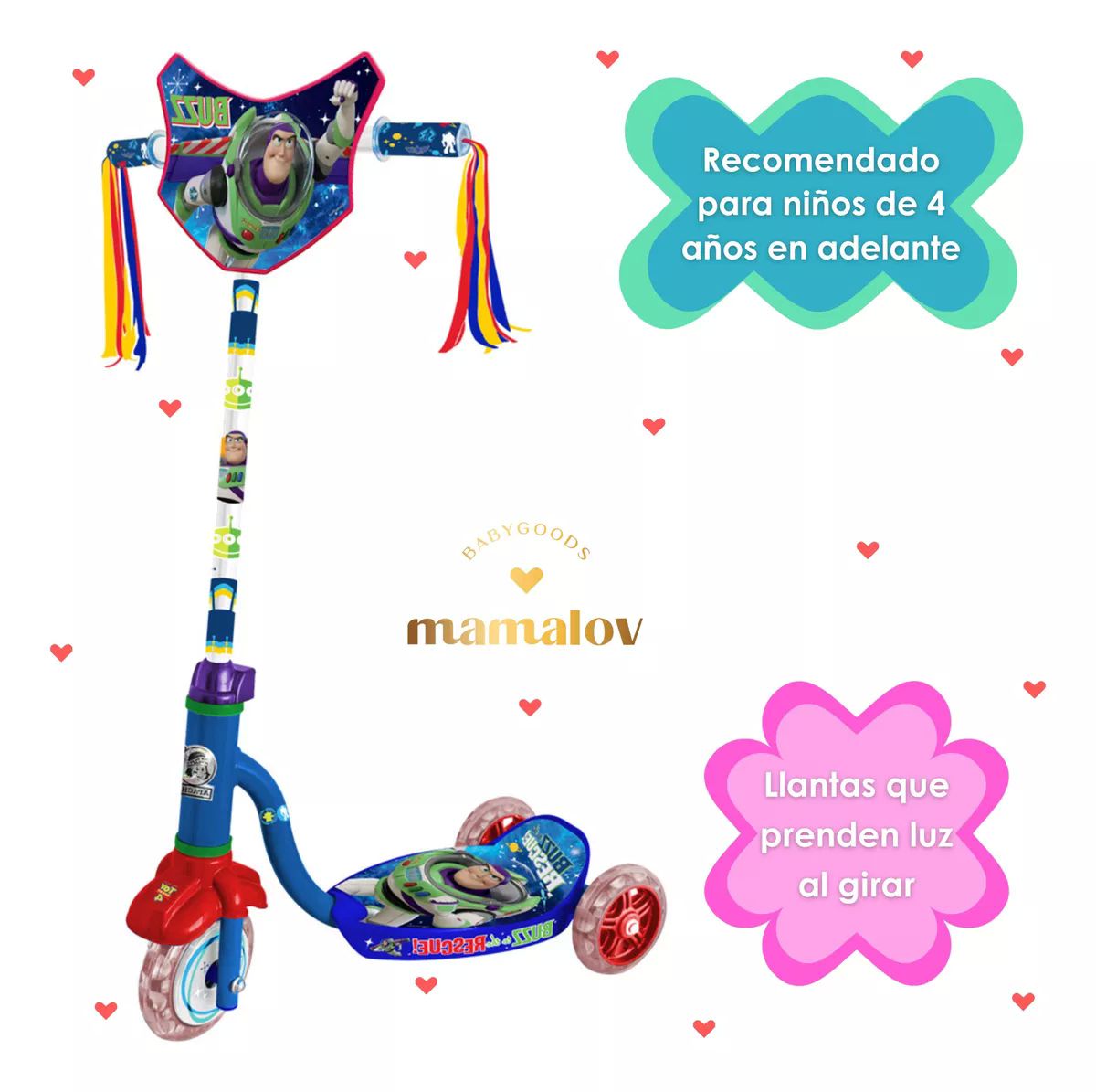 Scooter Para Niño De 4 A 10 Años Apache Buzz Light Year Azul