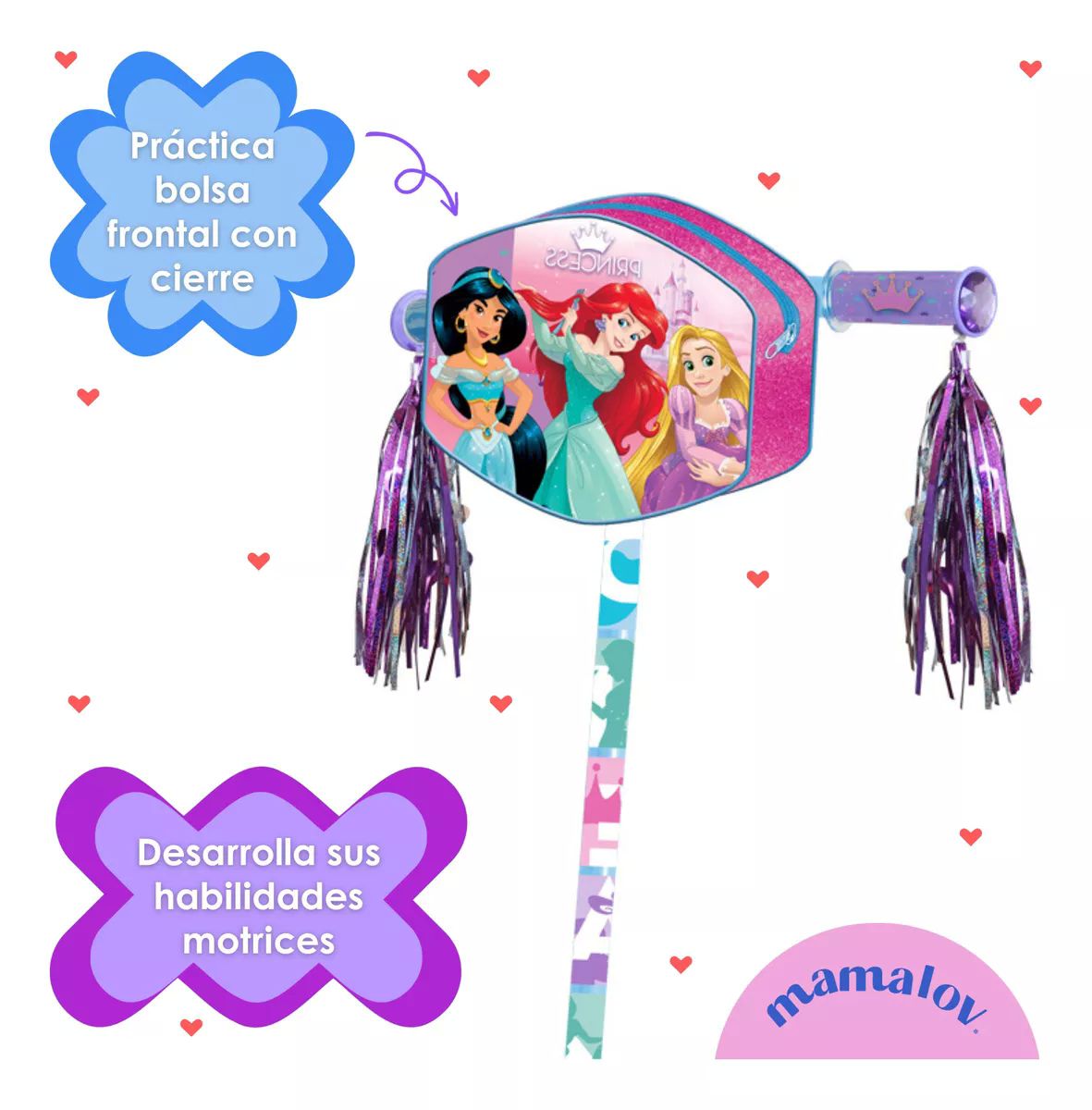 Scooter Apache 3 Ruedas Bolsa Y Luces Princesas Disney +4