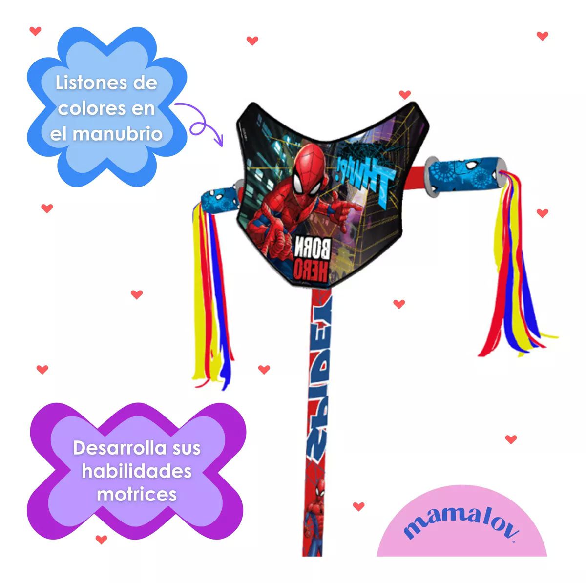 Scooter Para Niño De 4 A 10 Años Apache Spiderman Color Rojo