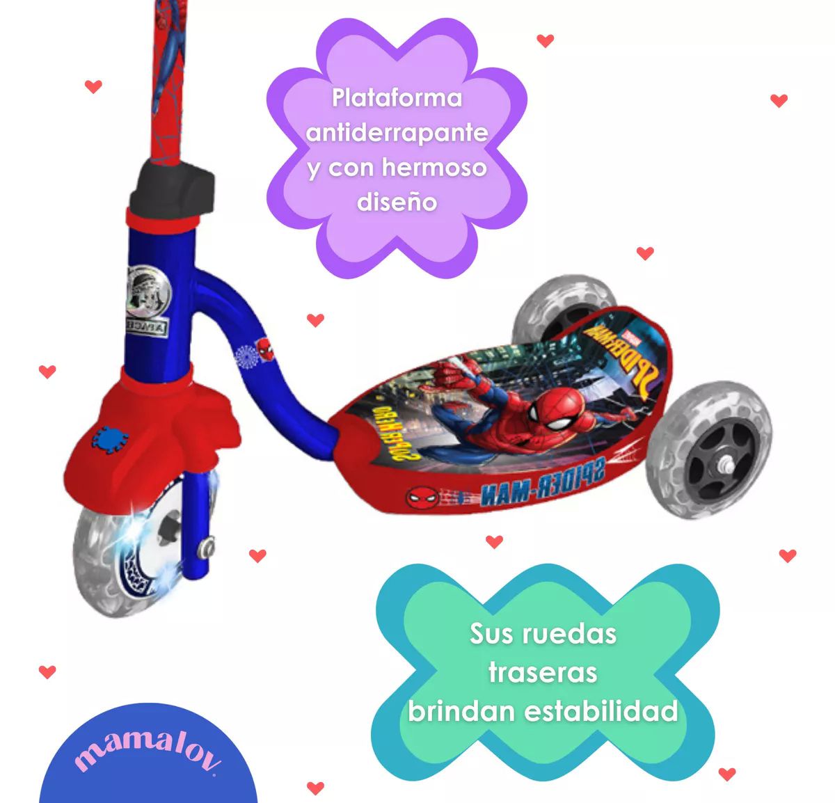 Scooter Para Niño De 4 A 10 Años Apache Spiderman Color Rojo