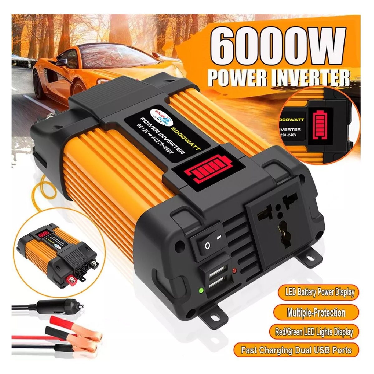 Inversor De Corriente 12v A 110v Con Encendedor Para Coche