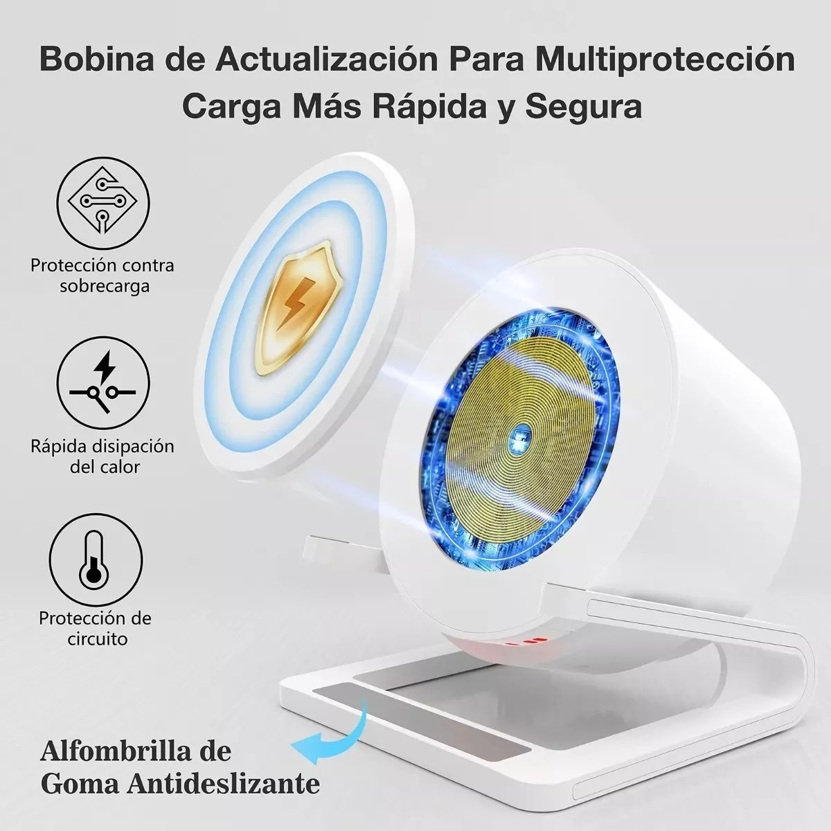 Cargador Inalámbrico Para Phone 15w Con Bocina Y Rgb Luz