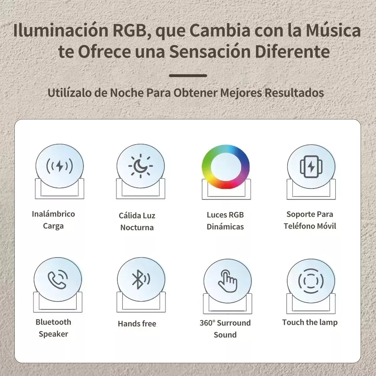 Cargador Inalámbrico Para Phone 15w Con Bocina Y Rgb Luz