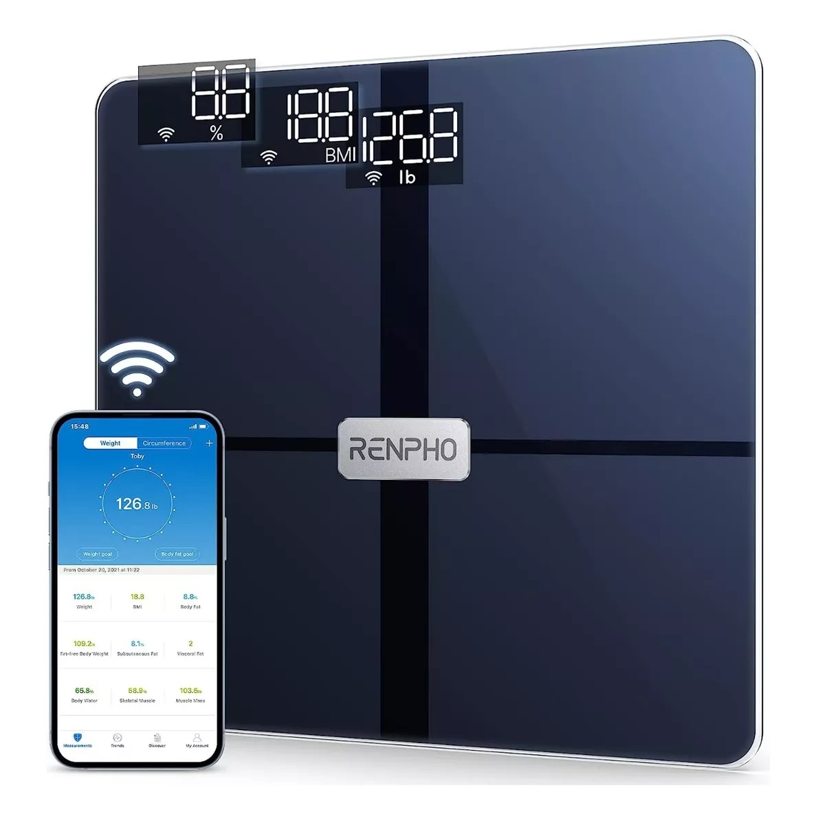 Báscula Renpho Con Cálculo De Grasa Corporal/bluetooth/wi-fi Negro