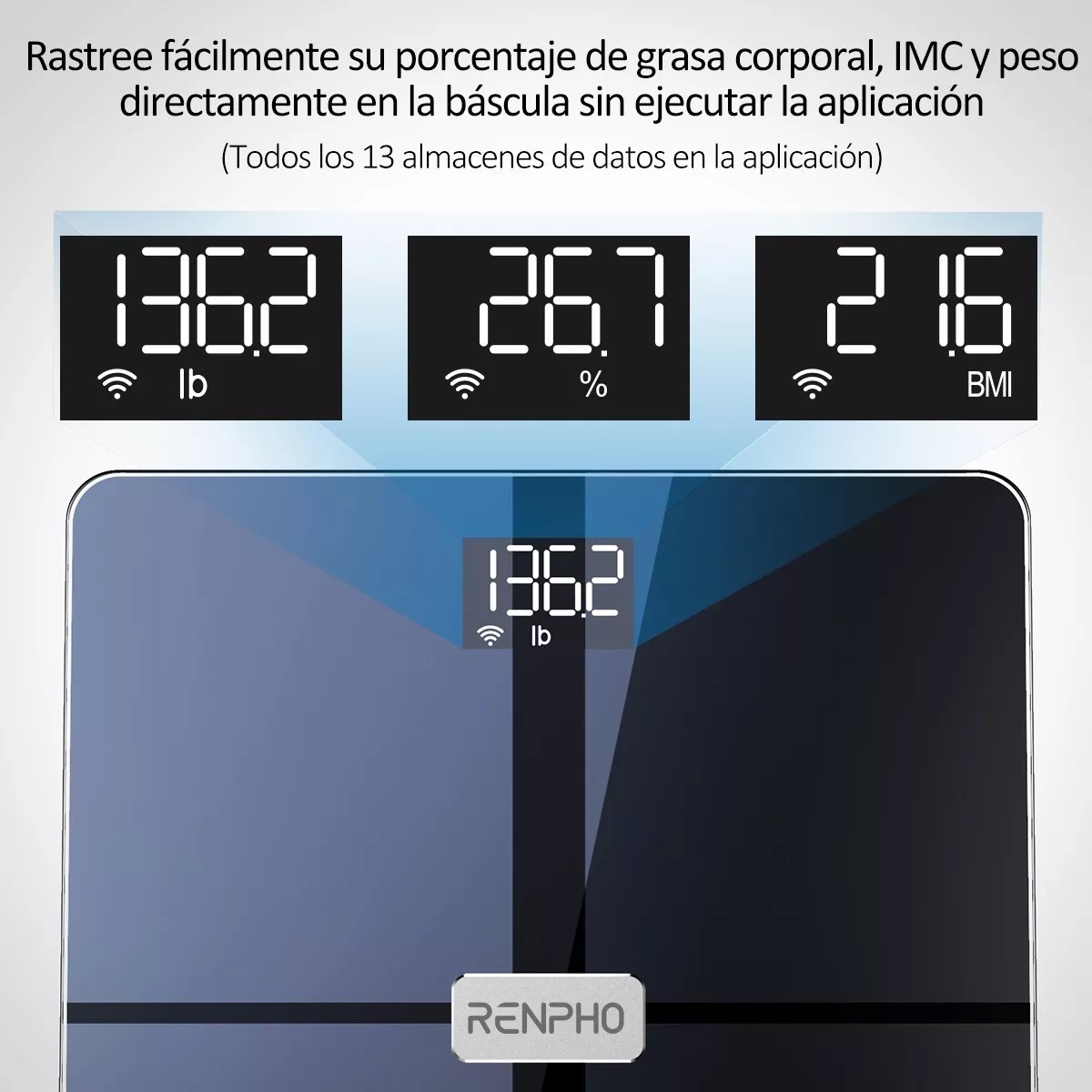 Báscula Renpho Con Cálculo De Grasa Corporal/bluetooth/wi-fi Negro