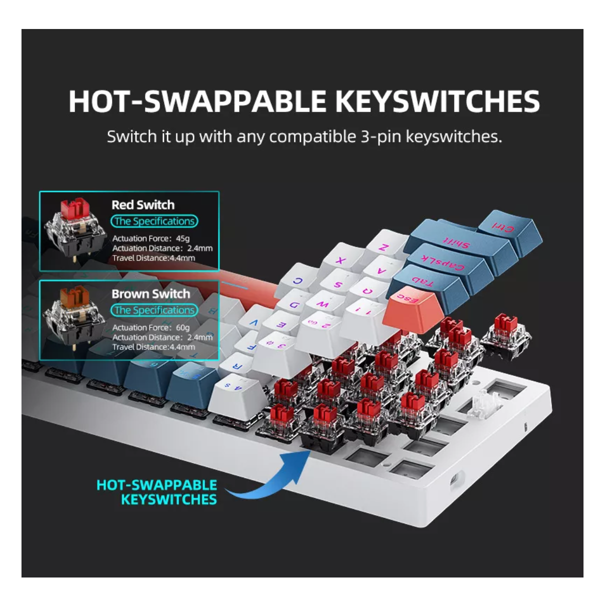 Teclado Mecánico Gamer  K500-61 Brown Switch