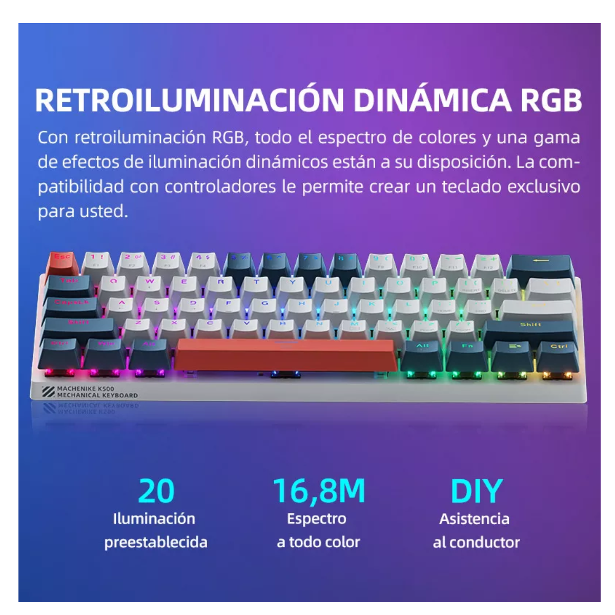 Teclado Mecánico Gamer  K500-61 Brown Switch
