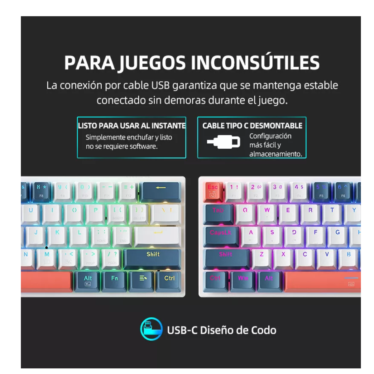 Teclado Mecánico Gamer  K500-61 Brown Switch