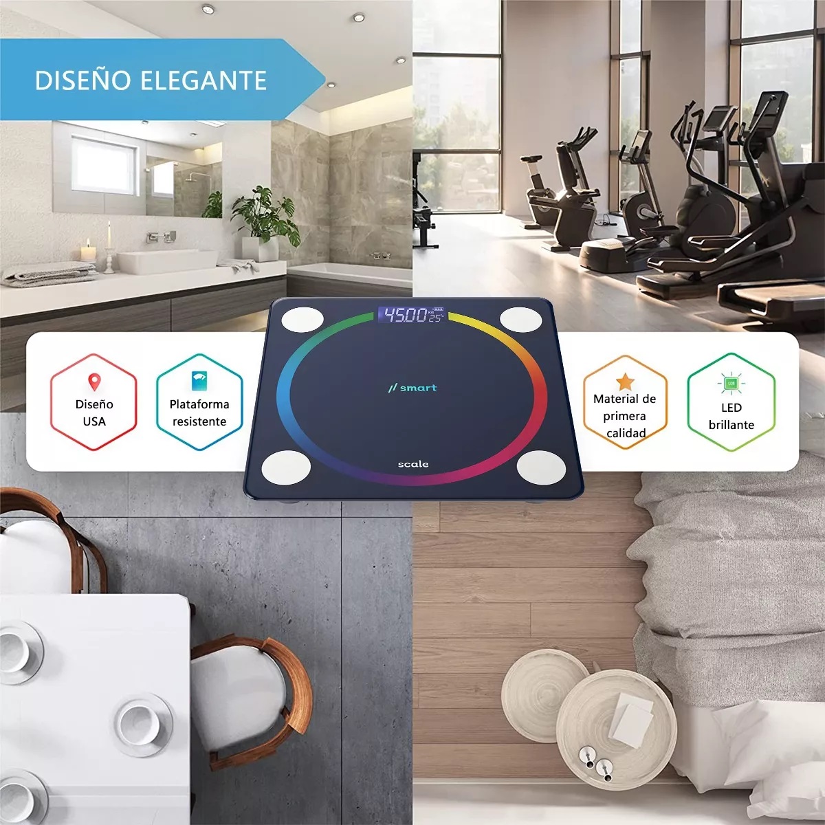 Báscula Bluetooth App Con Indicador De Grasa Y Regla 1.5m