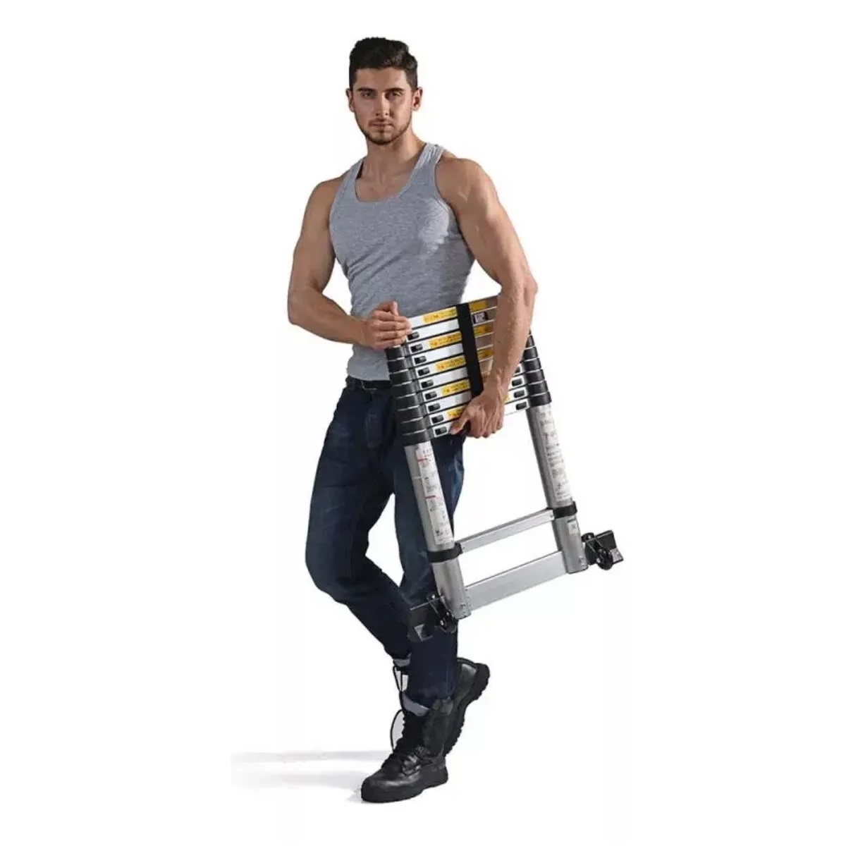 Escalera Telescopica 3.8 Metros Retractil Facil De Guardar