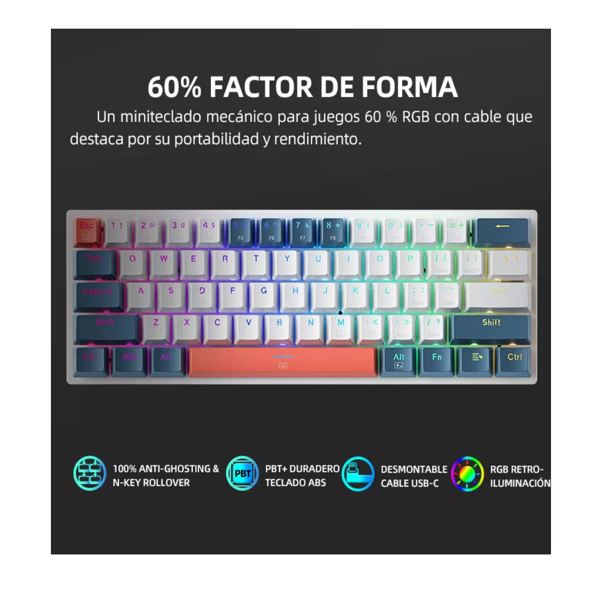 Teclado Mecánico Gamer  K500-61 Red Switch