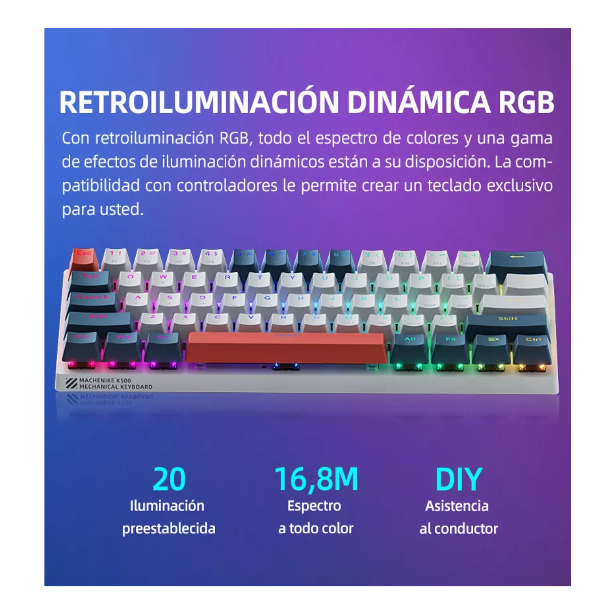 Teclado Mecánico Gamer  K500-61 Red Switch