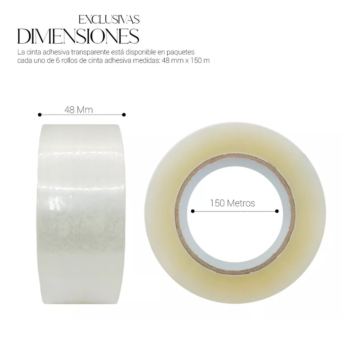 Juego Cinta Empaque 150metros X 48 Mm Transparente(6 Piezas)
