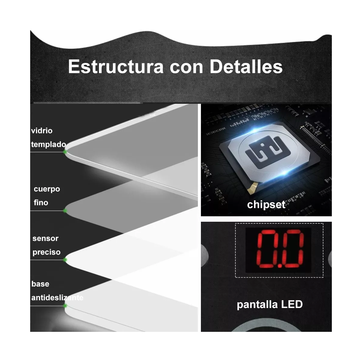 Báscula Electrónica De Baño Bluetooth Inteligente App Okok Negro
