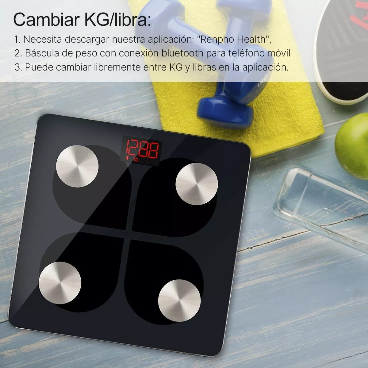 Báscula Electrónica Carga Usb Inteligente App