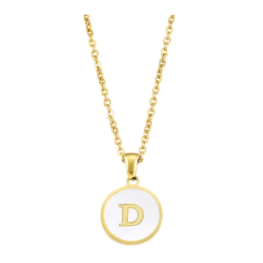 Collar Dije Iniciales En Madre Perla Letra D