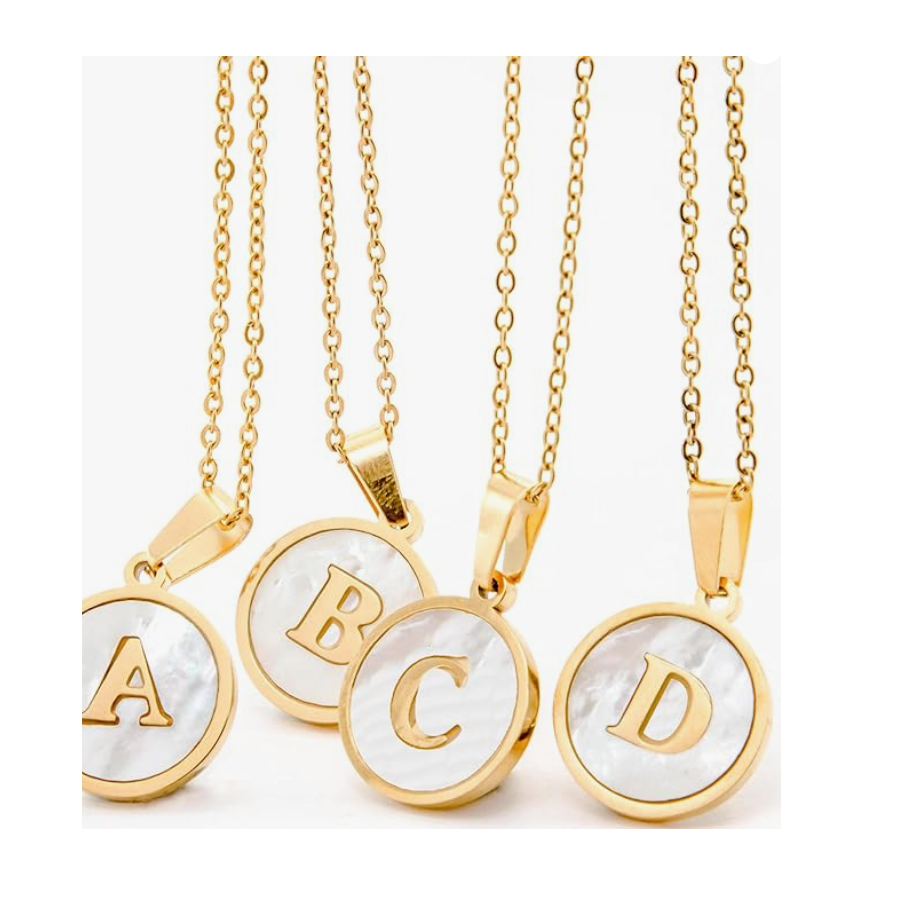 Collar Dije Iniciales En Madre Perla Letra D
