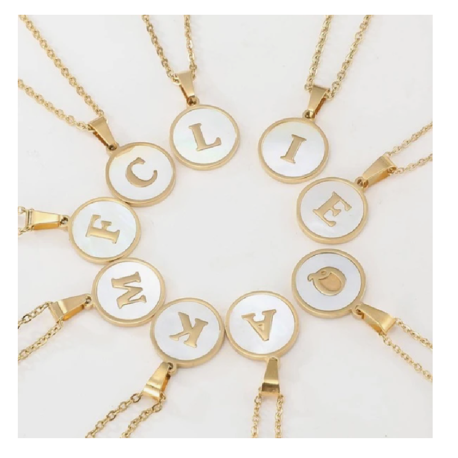 Collar Dije Iniciales En Madre Perla Letra D