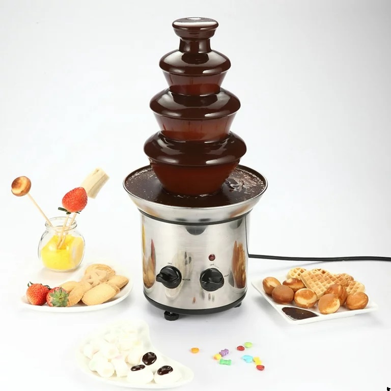 Fuente de chocolate máquina de fusión eléctrica de 4 niveles juego de ollas para fondue 