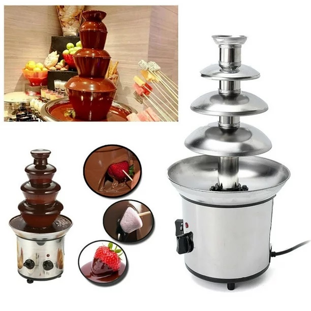 Fuente de chocolate máquina de fusión eléctrica de 4 niveles juego de ollas para fondue 