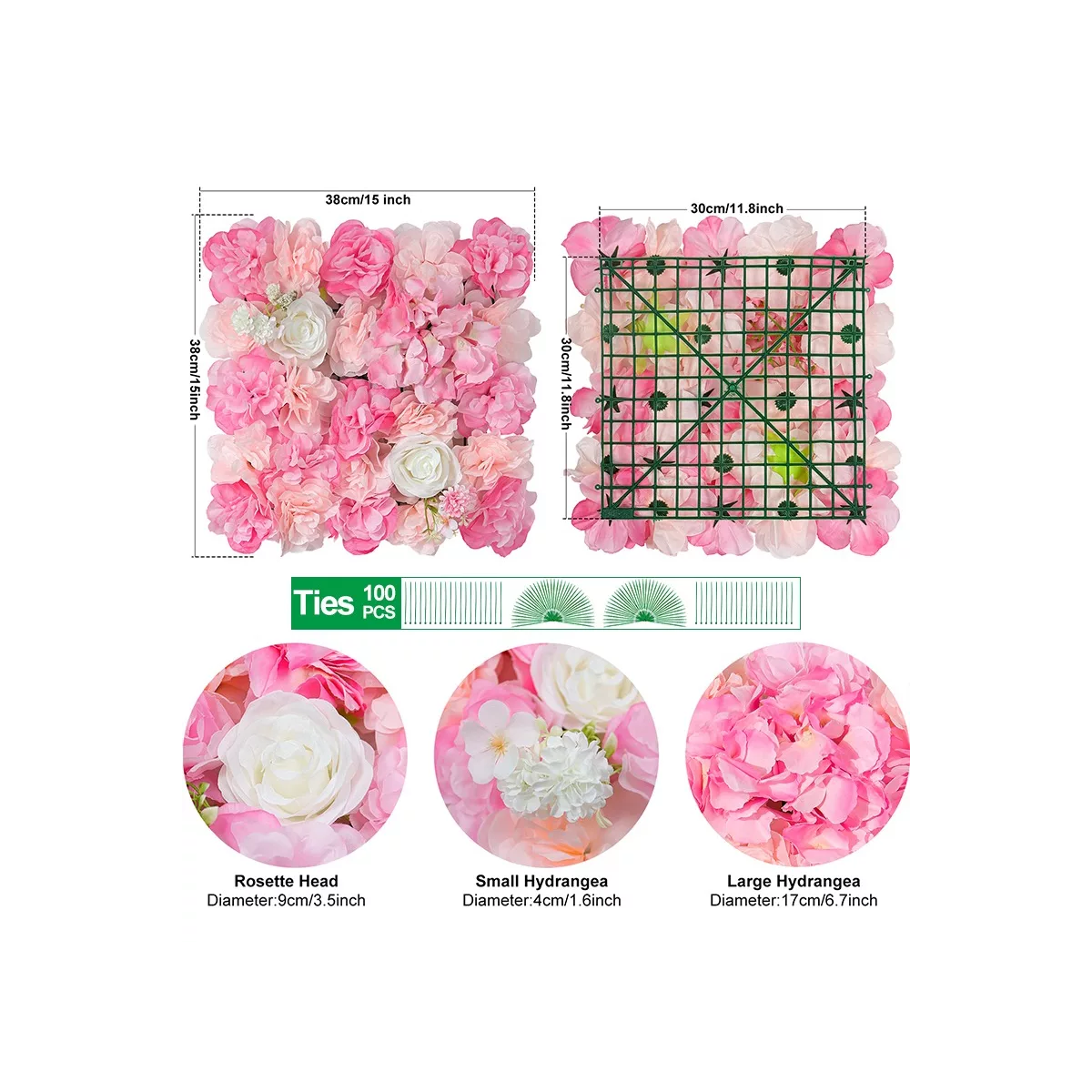 Kit 12 Pzas Panel De Flores Artificiales Muro Decorativos Rosas Pared