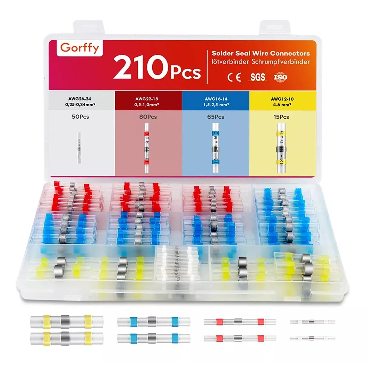 Kit 210psc Solder Termo Retráctil Conector De Cable Aislado Color Colorful
