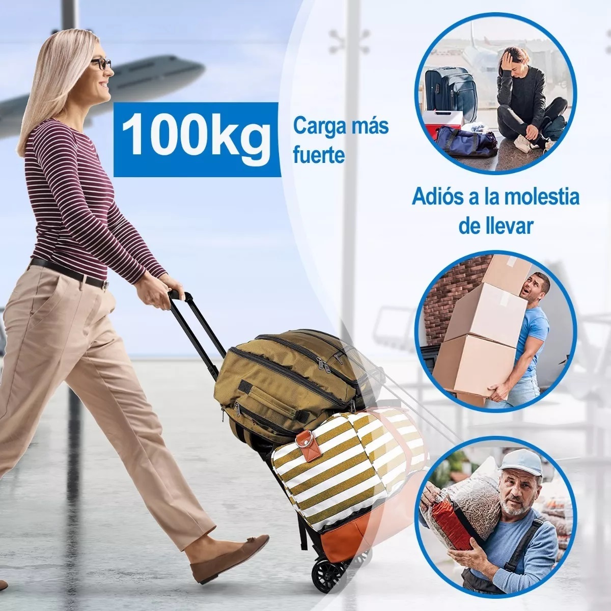 Diablo De Carga Plegable Con Extensible Capacidad 100 Kg Negro