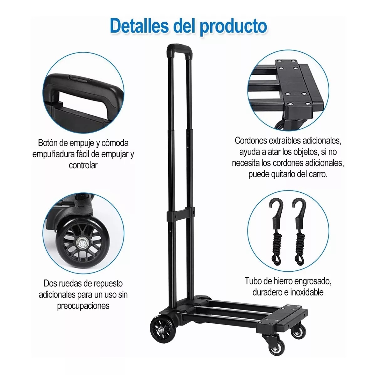 Diablo De Carga Plegable Con Extensible Capacidad 100 Kg Negro