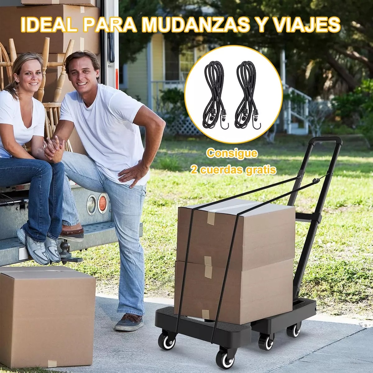 Carrito Plegable De Carga 200kg Portátil Diablitos Plegables