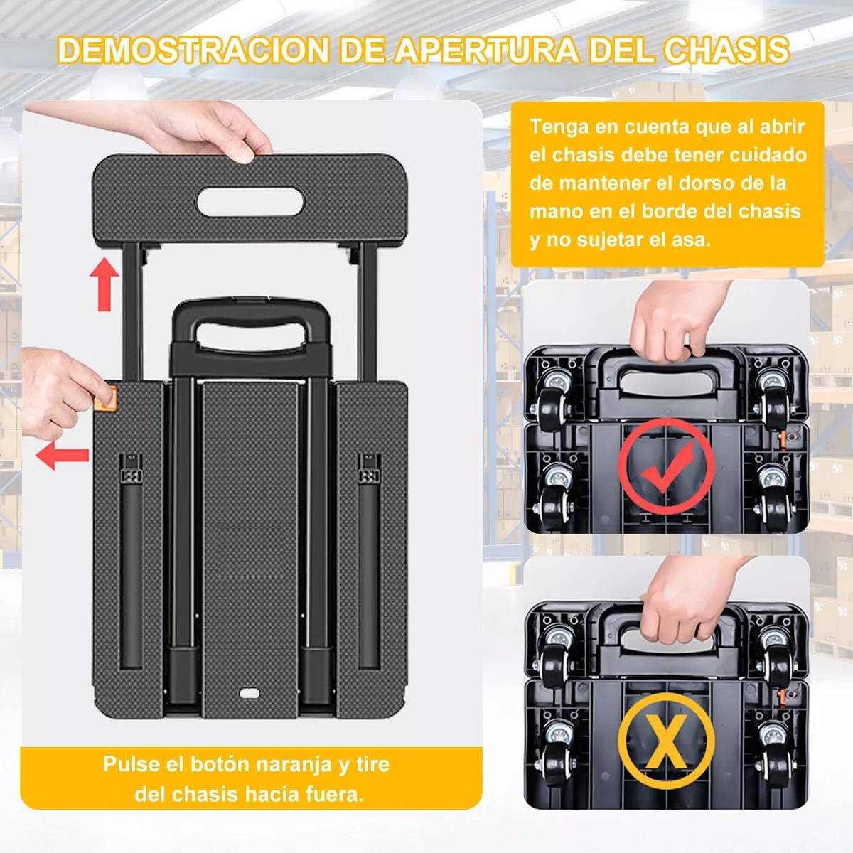 Carrito Plegable De Carga 200kg Portátil Diablitos Plegables