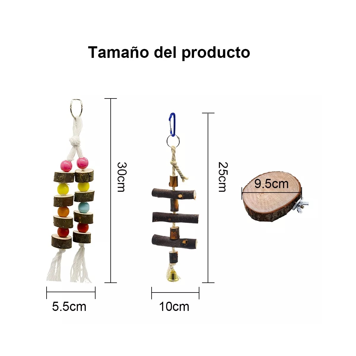 Kit Juguetes Para Loro Pájaro Ave Campana Columpio Percha Natural