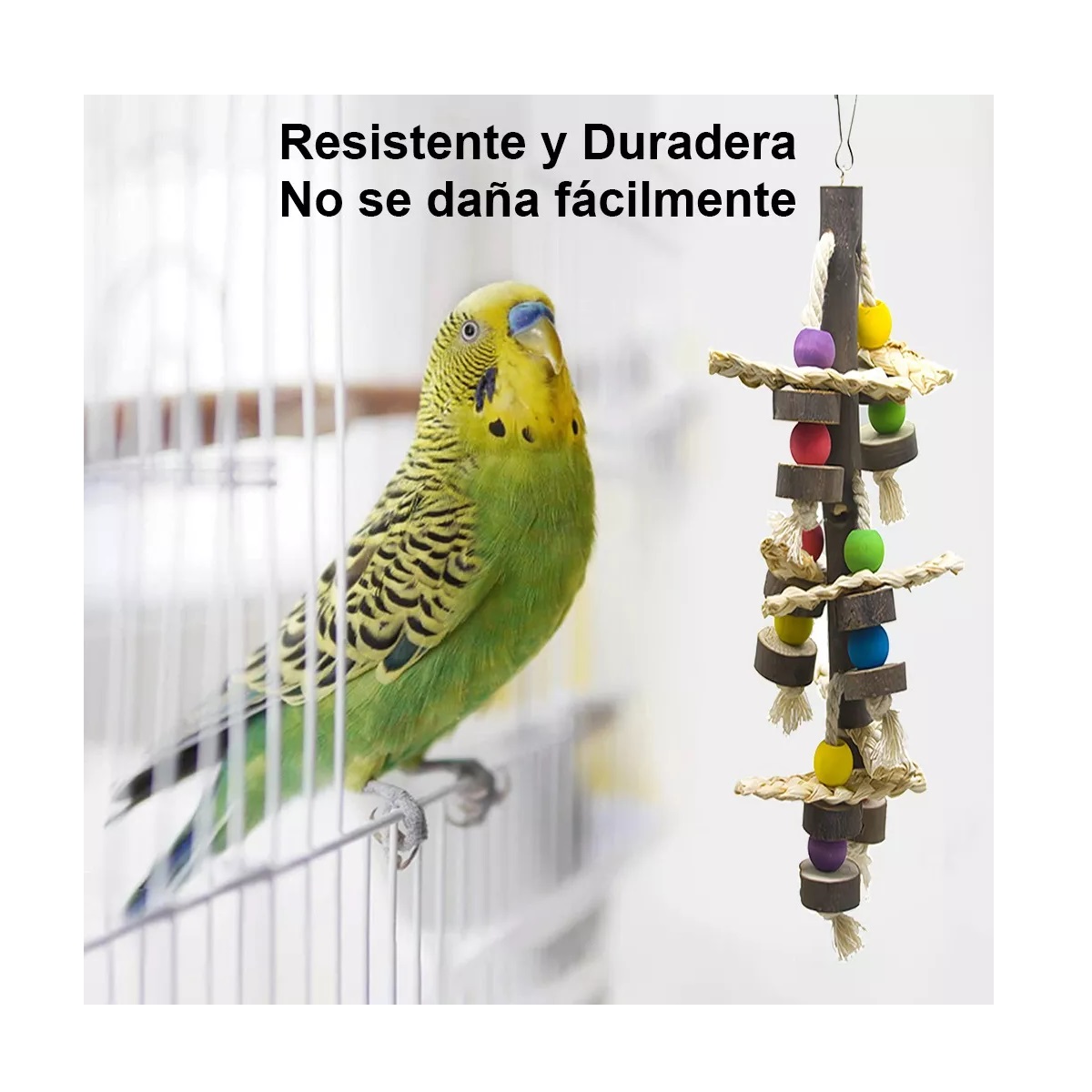 Kit Juguetes Para Loro Pájaro Ave Campana Columpio Percha Natural