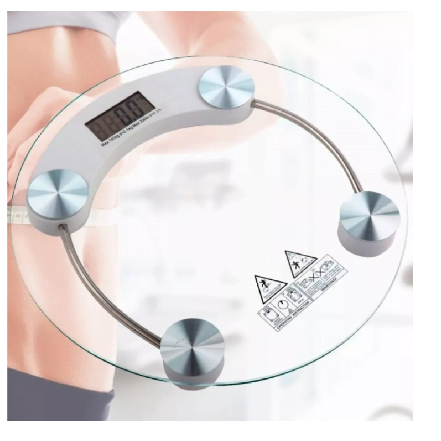Bascula Digital Personal Blanca Redonda De Vidrio Cristal Templado 